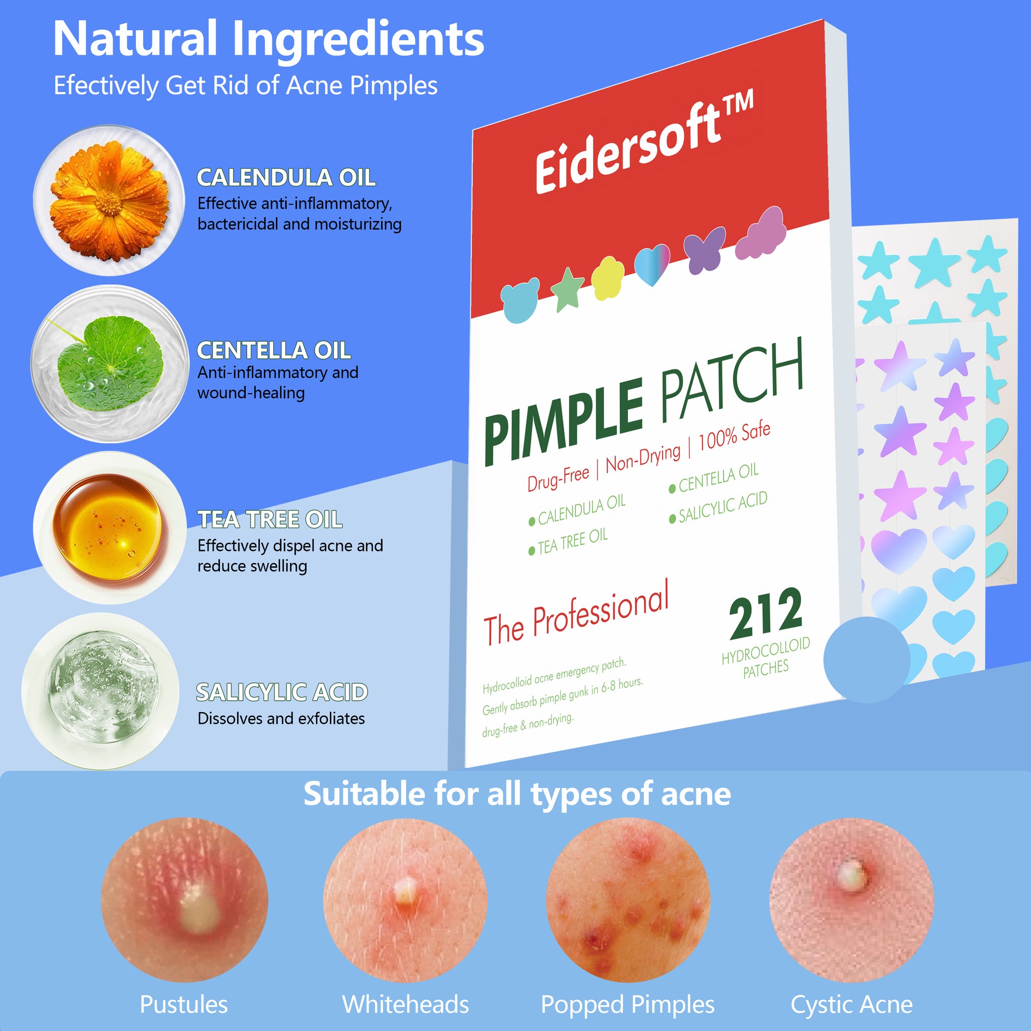 Eidersoft Acne Pimple Patch Disposable Acne Spot Treatment - Eidersoft